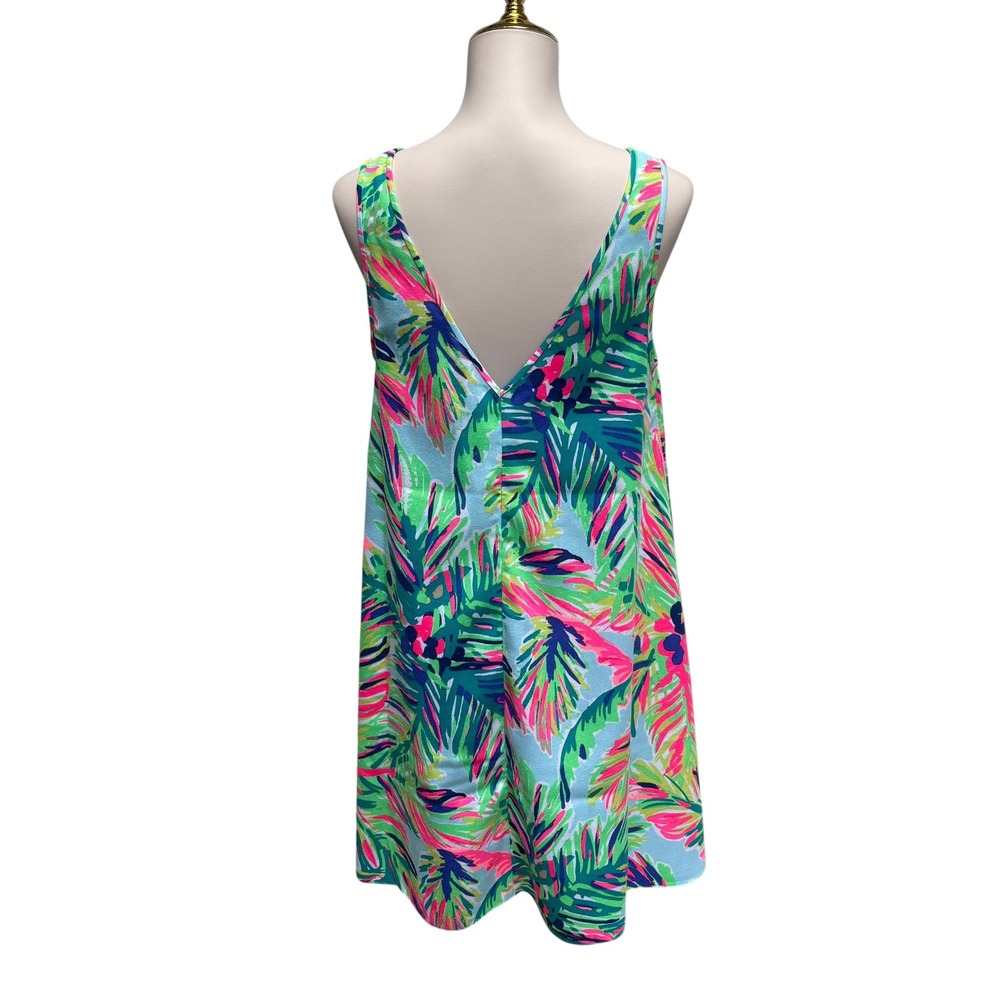 Lilly Pulitzer Anamaria Shift Dress M Multicolor Tropical Palm Leaf V-Back Bold - Picture 4 of 9
